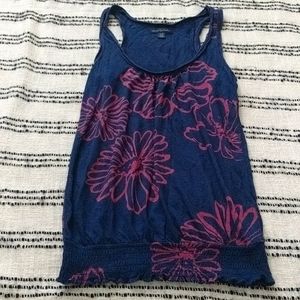 American Eagle Floral Stretch Ruched Racerback Tank